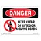 Signmission Safety Sign, OSHA Danger, 18" Height, Aluminum, Keep Clear Of Lifted Or Moving Loads, Landscape OS-DS-A-1824-L-1769 - alternate 1